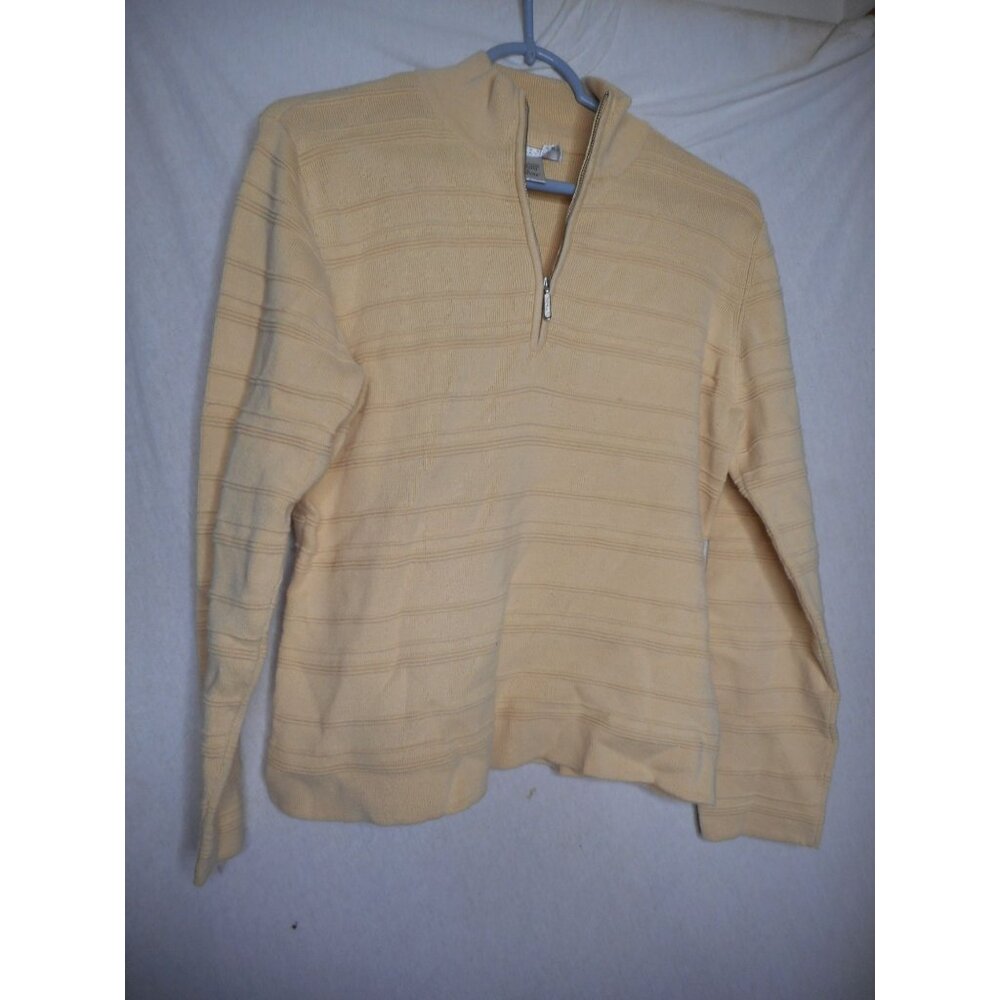 Geoffrey Beene Long sleeve Yellow 1/4 Zip100% cotton Size L Sweater ribbed